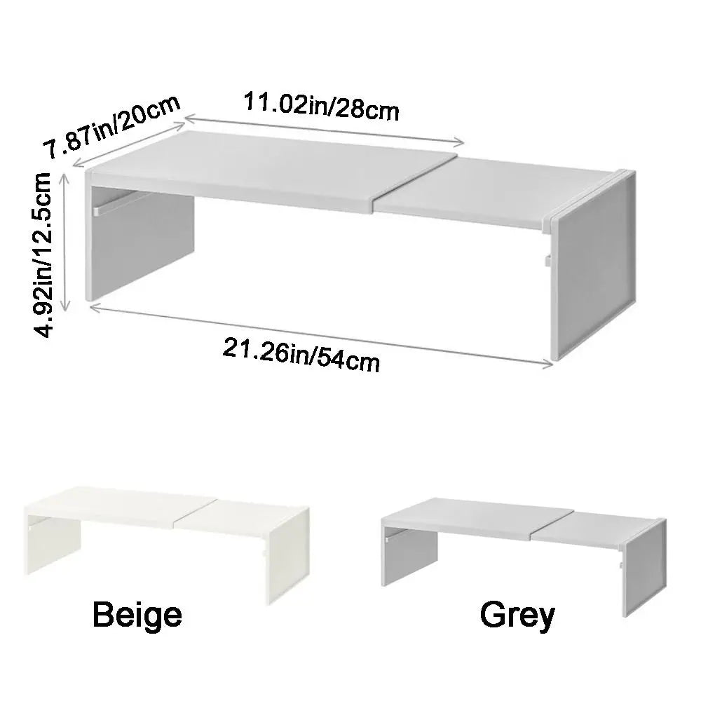 Plastic Retractable Kitchen Shelf Non-slip Space Saving Dish Shelf Minimalist Adjustable Seasoning Bottle Storage Rack Wardrobe