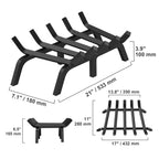 VEVOR Fireplace Log Grate Fireplace Grate with 6 Legs 3/4’’ Solid Powder-coated Steel Bars Log Firewood Burning Rack Holder