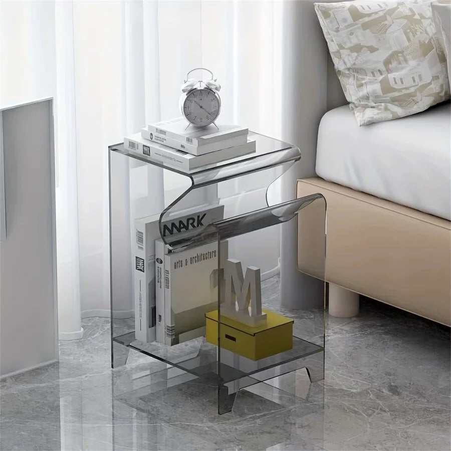 Creative acrylic side table, light luxury and stylish bedroom bedside table, suitable for bedroom and living room