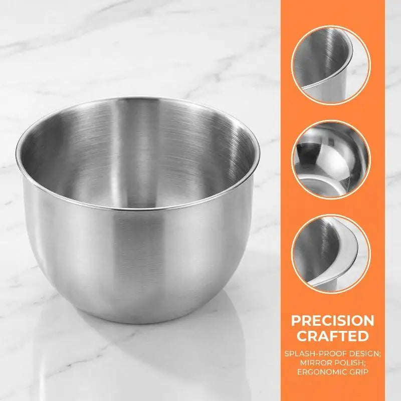 Kitchen Stainless Steel Egg Beater Basin Fruit Salad Stirring Seasoning Bowl With Lid Food Storage Container Home Cooking Tools