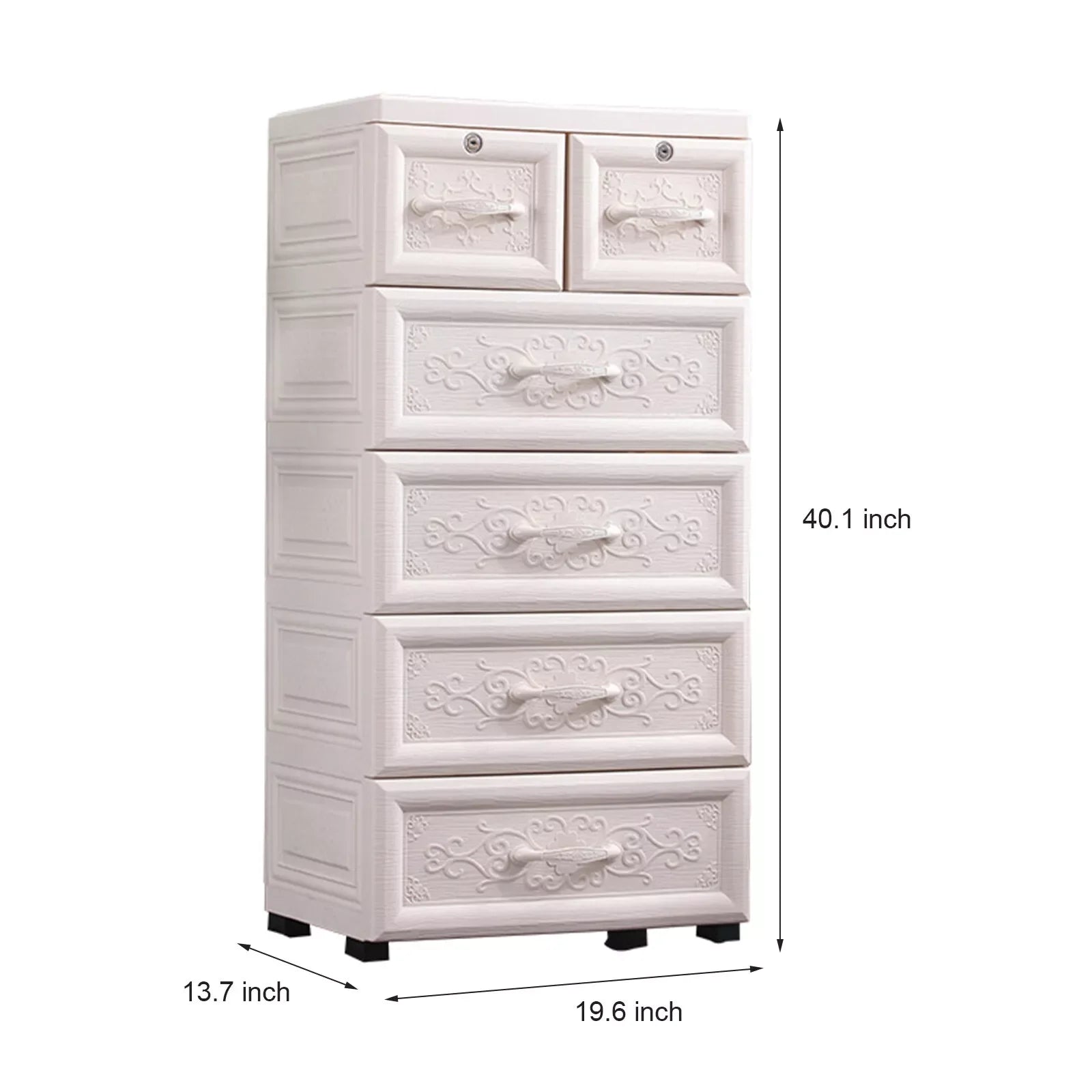5 Layers Storage Cabinets, 6 Drawer Moveable Cabinet, Modern Storage Organizer, White