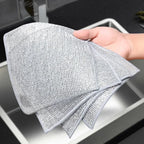 1/50PCS Magic Microfiber Cleaning Rags Dishcloth Silver Wire Kitchen Cloth Thickened WashTowel Built-in Sponge Steel Ball Rag