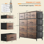 Dresser for Bedroom Chest of Drawers with Side Pockets and Hooks, Fabric Storage Organizer Unit for Living Room, Hallway, Closet