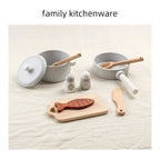 Wooden Mini Kitchen Toys Cookware Pot Pan Cook Pretend Play Educational House Toys For Children Simulation Kitchen Utensils Girl