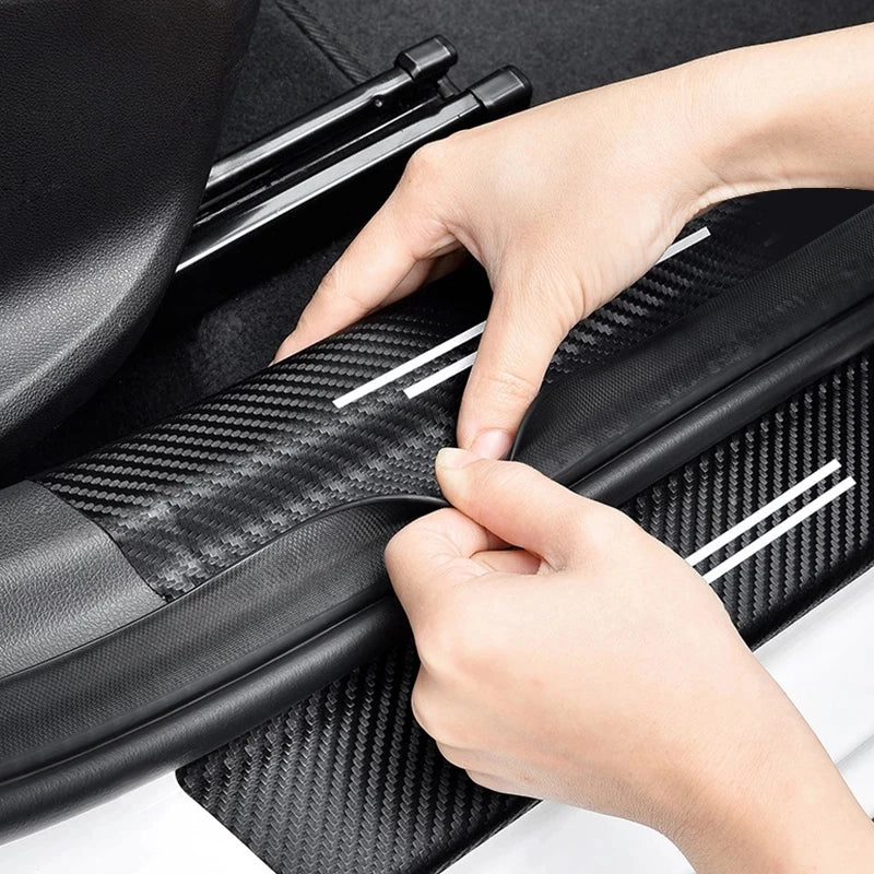 For BYD Song Plus EV DM 2022-2024 Auto Tailgate Guard Door Sill Pedal Carbon Fibre Texture Accessories Leather PU Car Sticker