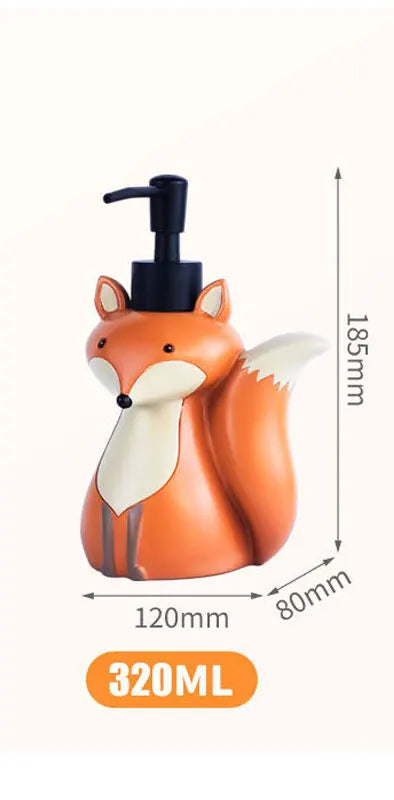 Cute Fox Soap Dispenser Bottle 320ML/500ML – Refillable Animal Design for Hand Soap, Shampoo, Shower Gel, Kids Bathroom Decor