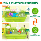 Kids Kitchen Sink Toys Electric Dishwasher Playing Toy With Running Water Pretend Play Food Fishing Toy Role Playing Girls Gift