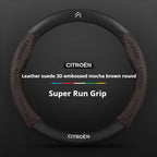 For Citroen C1 C2 C3 C4 C5 C6 VTS Xsara C-Crosser Berlingo Jumpy Carbon fiber Suede Car Steering Wheel Cover Auto Accessories