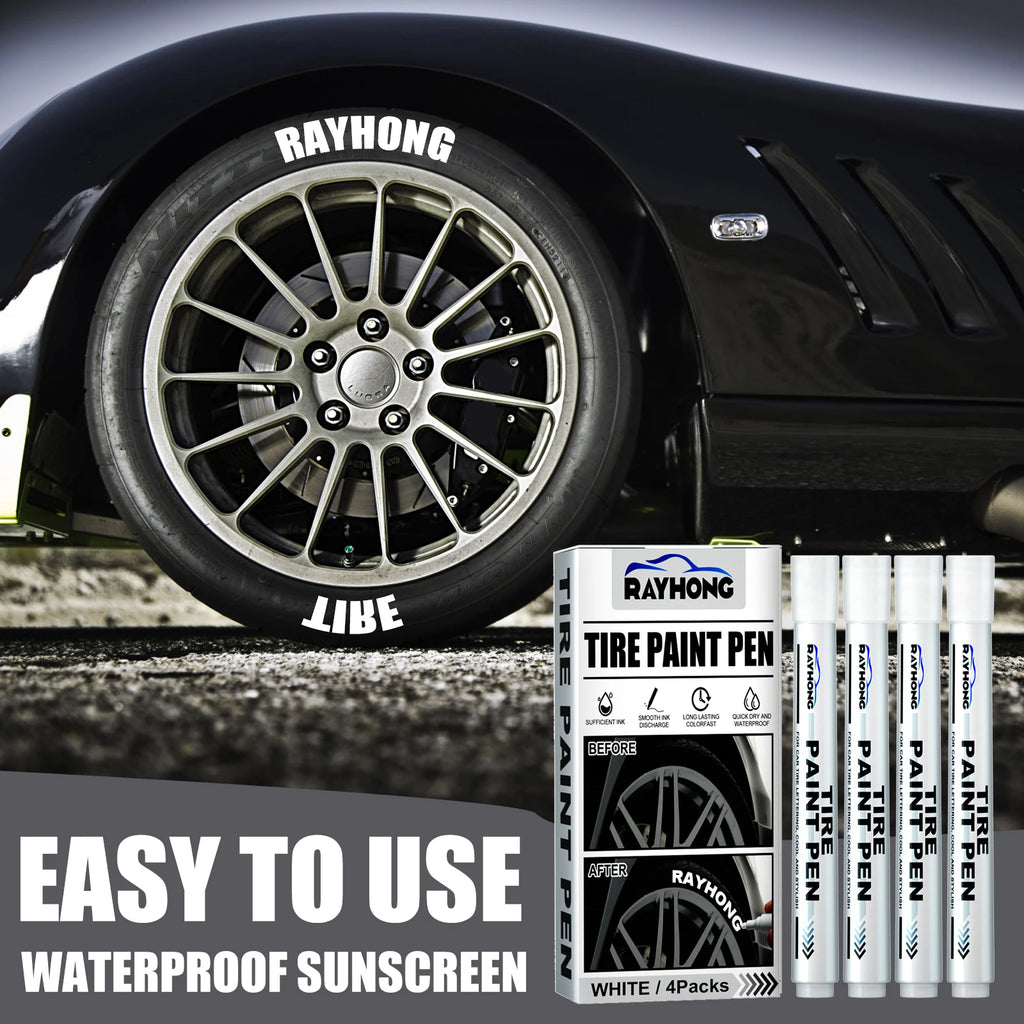 Rayhong 4pack Tire Paint Pen, Car Tire Letter Pen, Decorative Modifica
