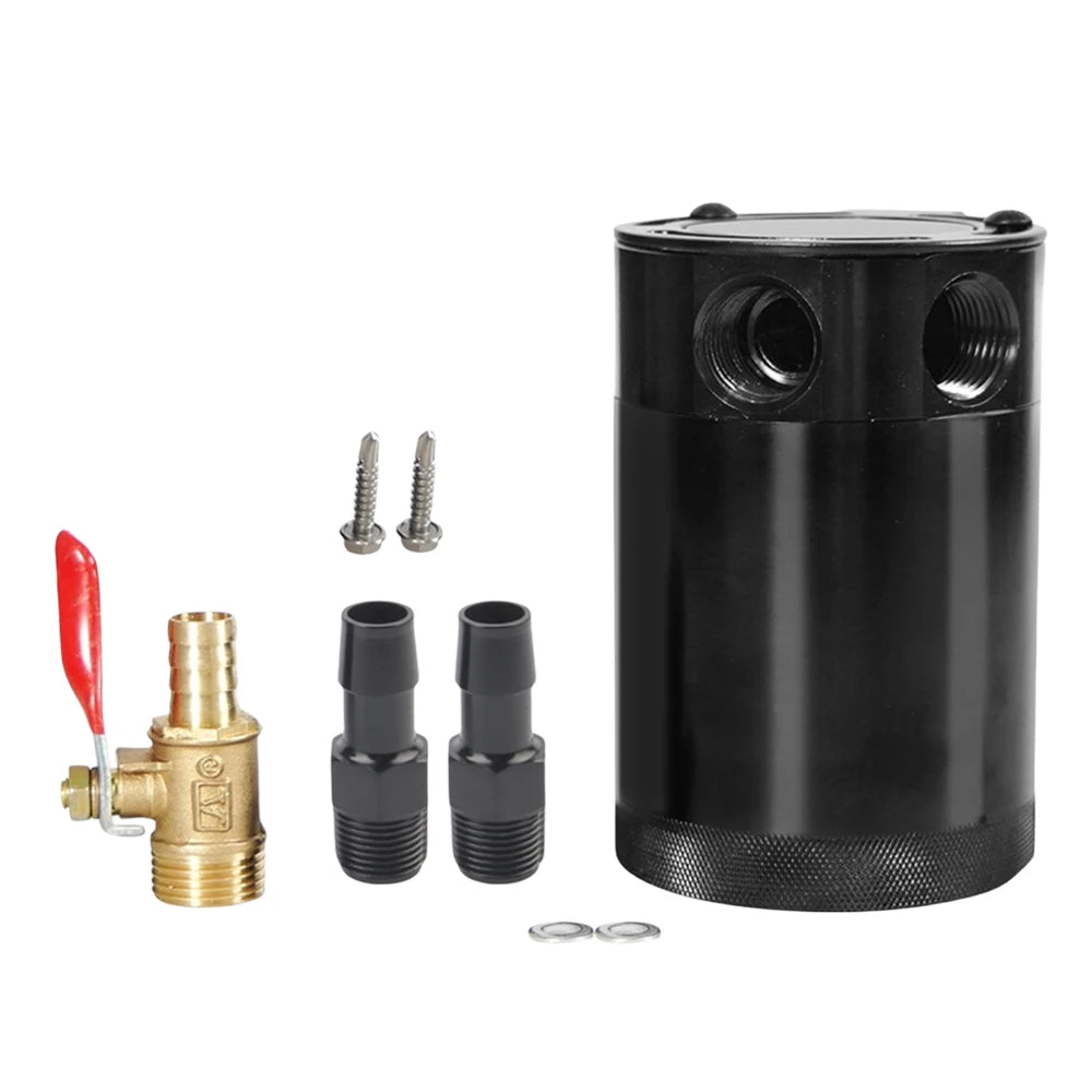 Universal Car Baffled Reservoir Separator Aluminum Alloy Car Oil Catch Reservoir 2/3 Port Fluid Filter Cylinder Tank Fuel Tack