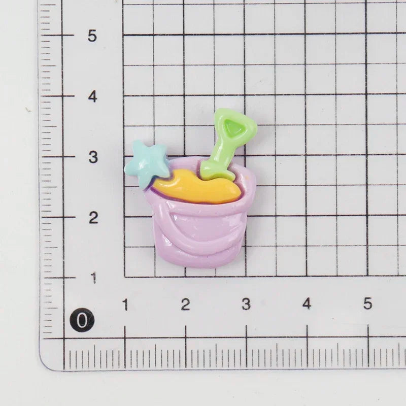 10/100pcs Cartoon Beach Umbrella Slippers Series Decorated Flatback Resin DIY Cabochon Crafts Supplies Hair Clips Decor Material