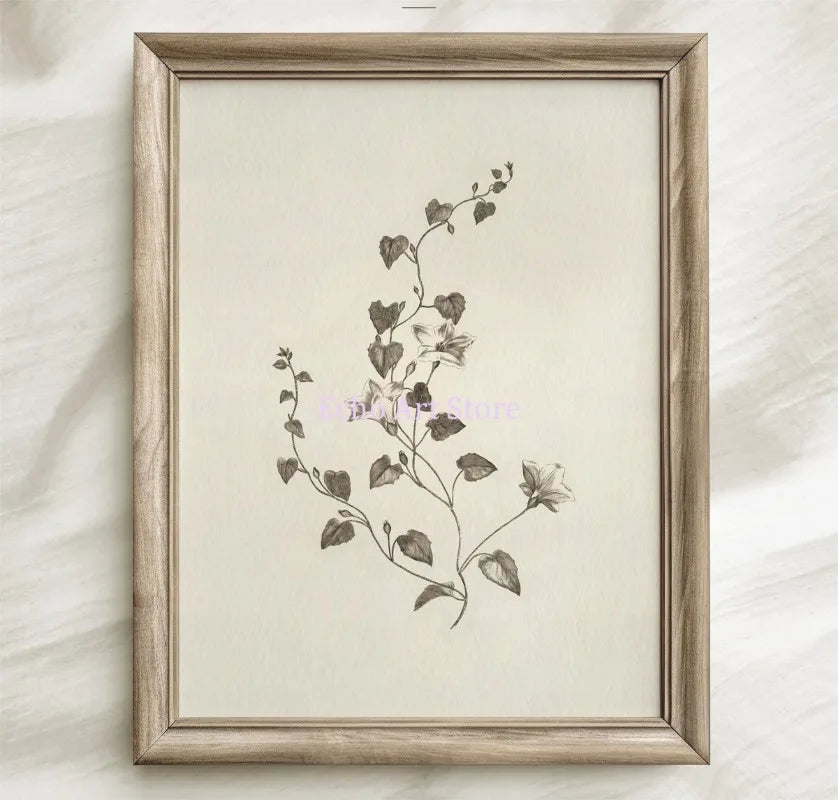 Vintage Neutral Floral Beige Botanical Flower Leaf Poster and Prints Canvas Printing Wall Art Picture for Living Room Home Decor