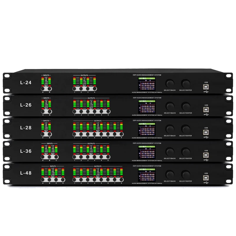 Paulkitson L-48 Professional Digital Audio Processor 4 IN 8 OUT 32-bit DSP Audio Speaker Management System Stage Performance
