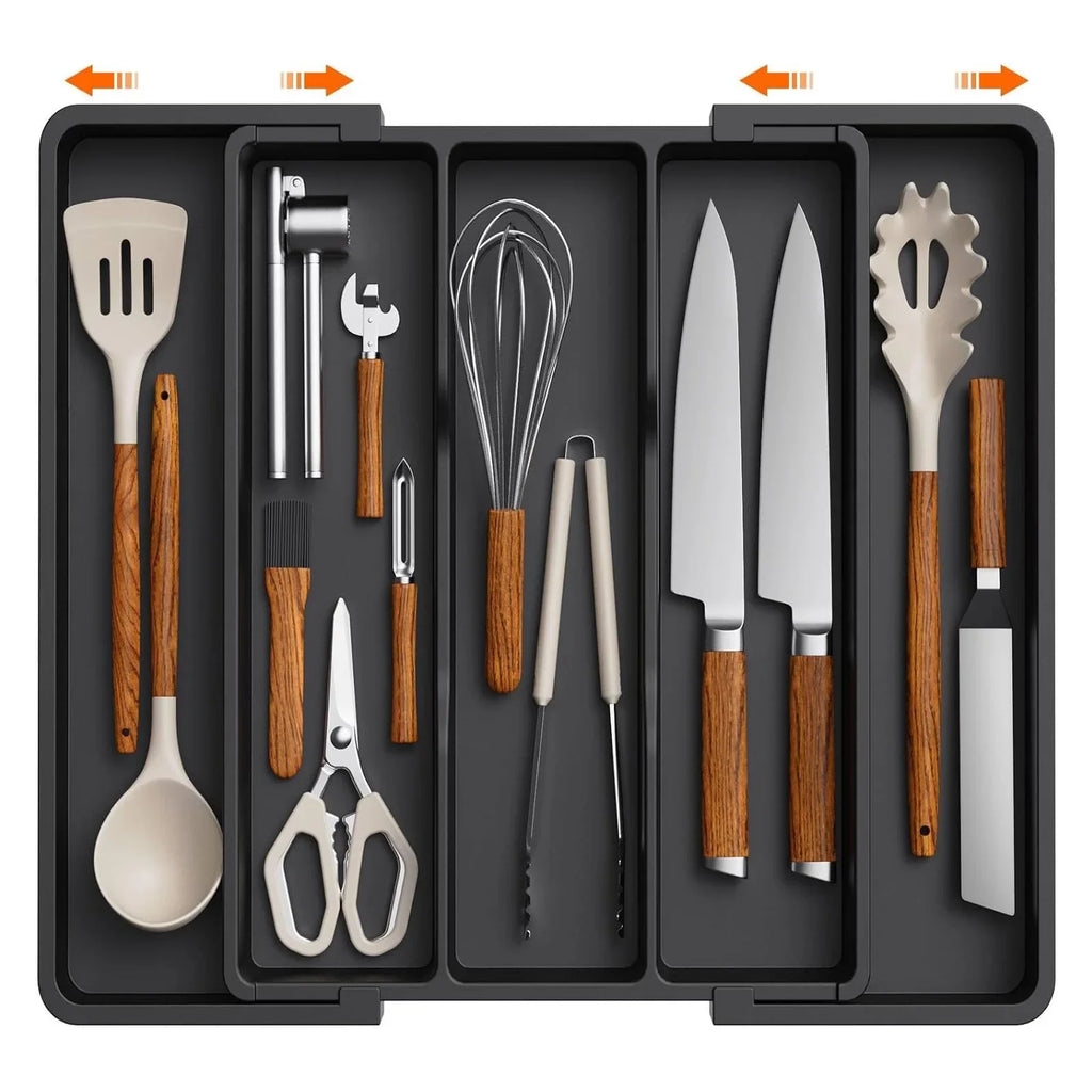 Kitchen Silverware Drawer Organizer Expandable Utensil Tray Adjustable for Spoons Forks Knives Flatware and Cutlery Organizer