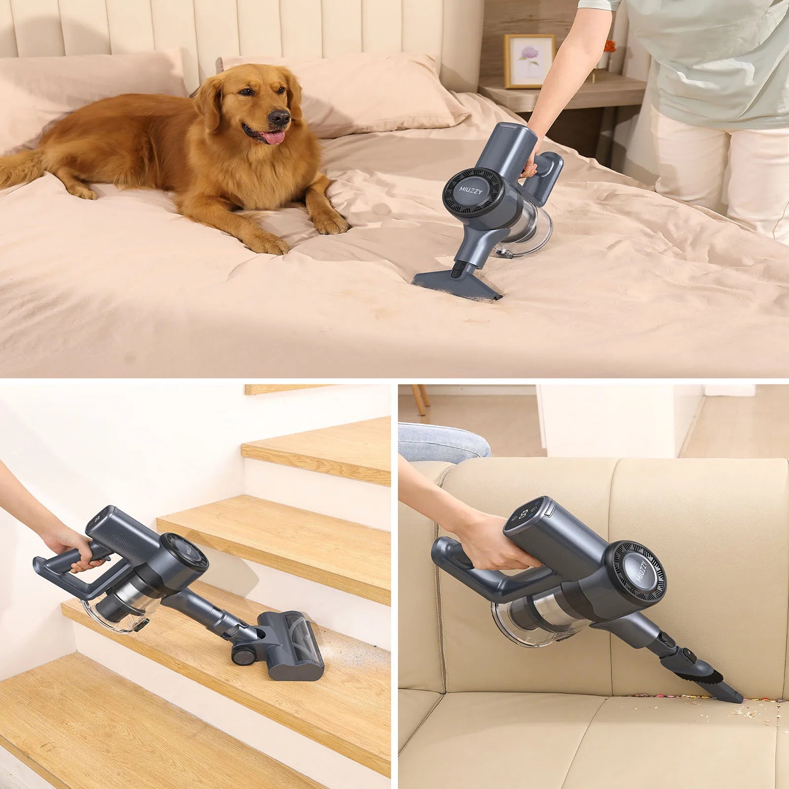 M241 30000Pa Battery Vacuum Cleaner, Wireless Vacuum Cleaner with up to 50 Minutes Running Time  for Hard Floors Lubluelu-MIUZZY