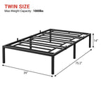 Twin/Full/Queen Size Modern Metal Bed Frame No Box Spring Needed Reinforced Steel Structure with Heavy Duty Metal Slats