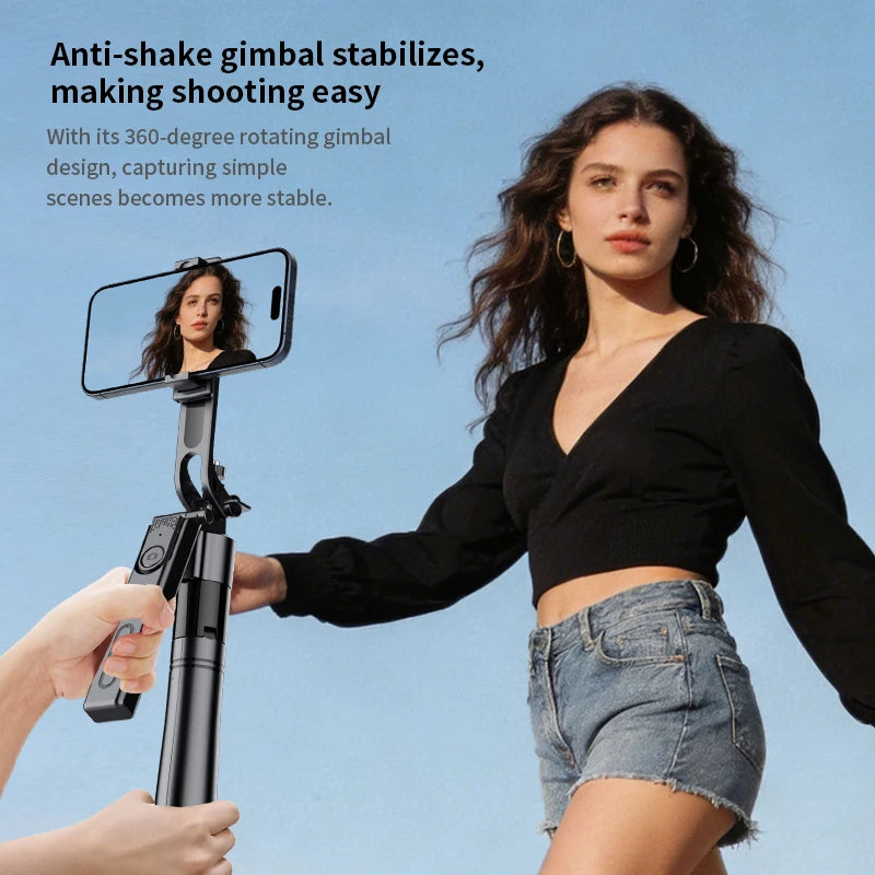 Tripod for Mobile Phone 360°Auto-Rotation Shooting Tripod Selfie Stick Phone Stand AI Face Following, with Remote Control