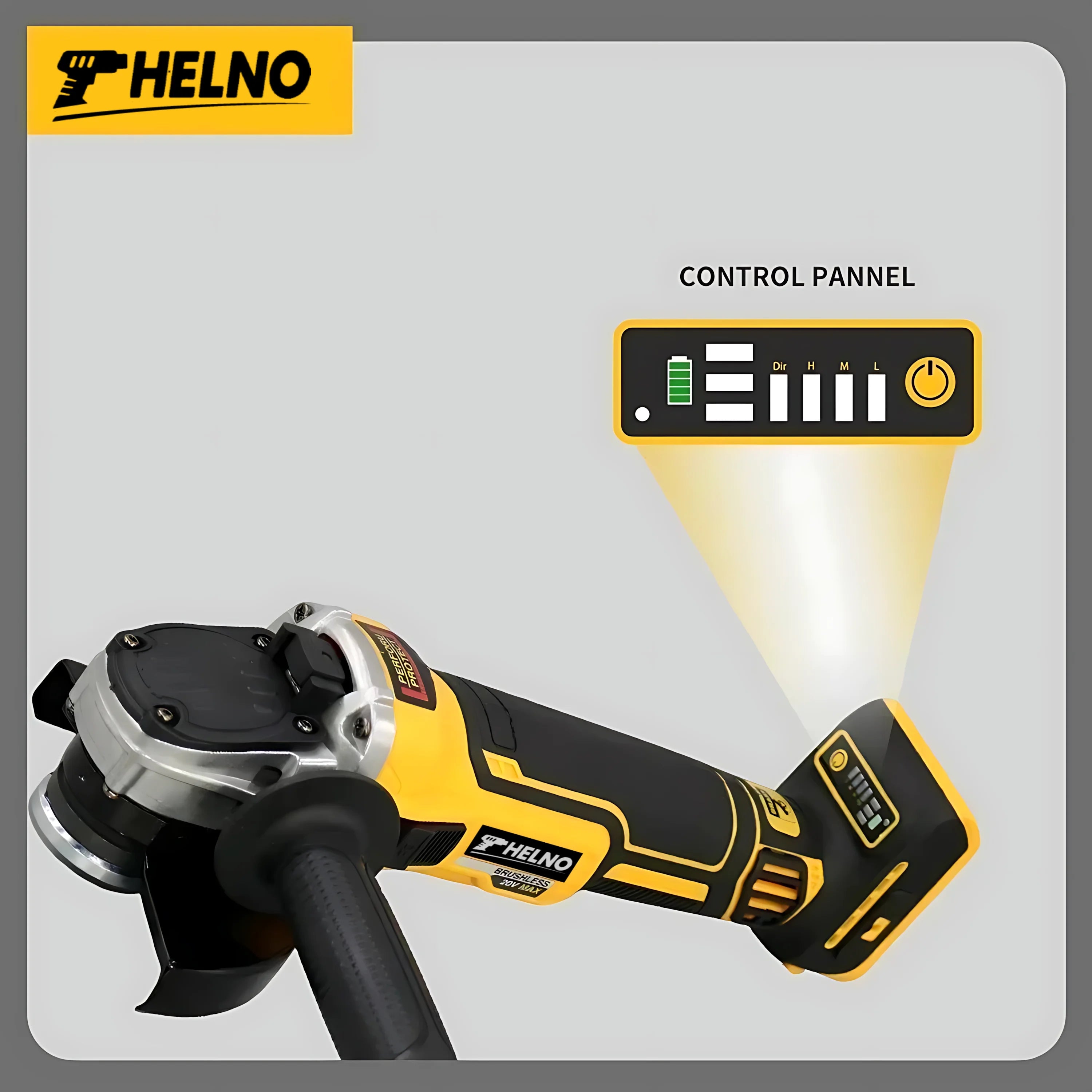 HELNO 125mm flat head angle grinder bare machine tool cutting machine 18V lithium battery brushless tools