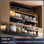 Kitchen Hanging Cabinet Electric Lifting Basket Intelligent Voice Touch Pull-Down Vertical Automatic Lifting Seasoning Basket