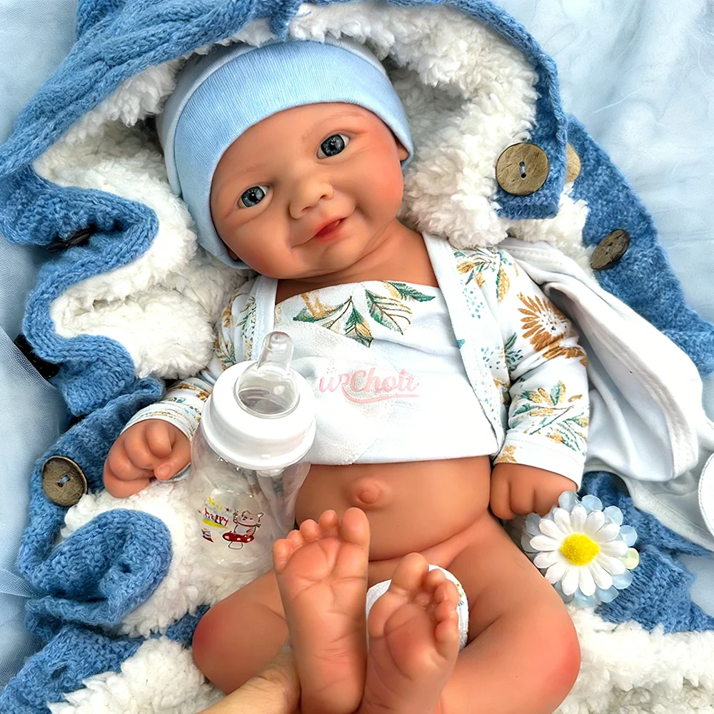 18" Washable Silicone Reborn Baby Girl/Boy Vivienne Open Mouth Realistic Newborn Doll Spain Muñeca For Kids Age 3+ Children Gift
