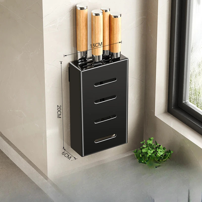 Kitchen Knife Holder Knife Storage Rack No Punching Wall-mounted Storage Box Knife Storage Box Household Knife Storage Seat