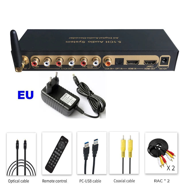 HD 5.1 Audio Converter Decoder DAC DTS AC3 FLAC PCUSB APE 4K*2K HDMI-compatible Extractor Converter Splitter Digital SPDIF ARC
