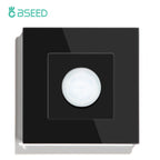 BSEED Human Body Sensor Switch Wall Lamp Switch 90℃ Infrared Motion Detector Galss Frame Plastic FrameEU Standard Light Switches