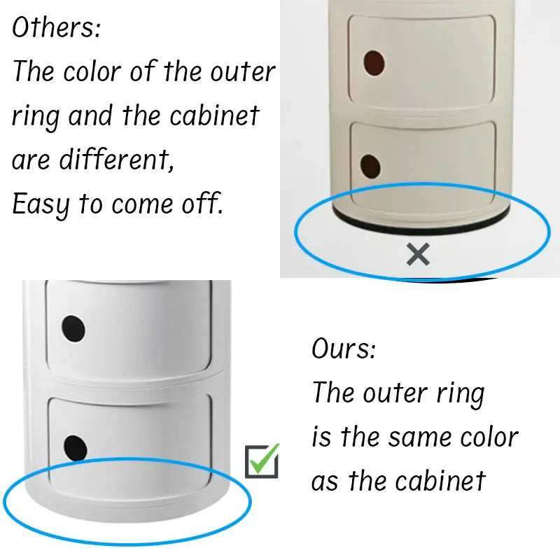 Creative Bedroom Bedside Table Modern Minimalist Round Storage Small Cabinet Large Capacity Plastic Side Cabinet