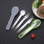 Portable Cutlery, 4 Pieces Covered Stainless Steel, Complete Dining Table Set of Tableware, Kitchen Gadget Set, Dinner Knife