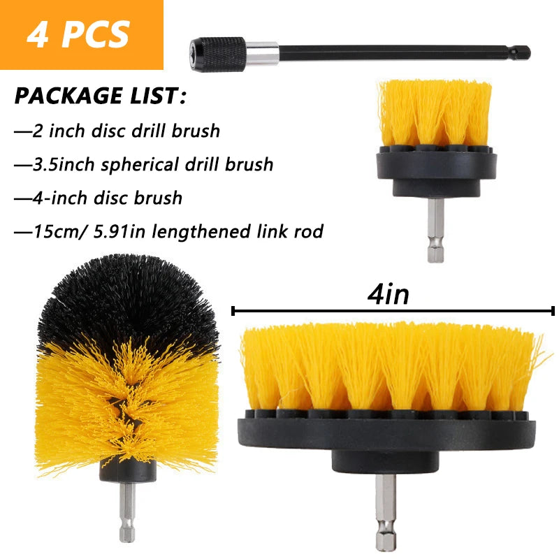 Electric Scrubber Grill Brush Kit 2/3.5/4'' Power Cleaning Brush for Car Bathroom Floor, Tub Shower Grout Nylon Attachments
