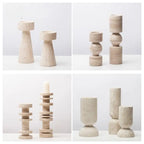 New Chinese Style Yellow Travertine Candle Holder - Elegant Home Decor for Living Room, Coffee Table, Dining Table & Model House