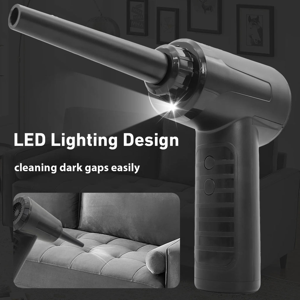 Protable Air Duster for Computer Cleaning 50000RPM Cordless Compressed Air Blower with LED Light for PC, Keyboard, and Car