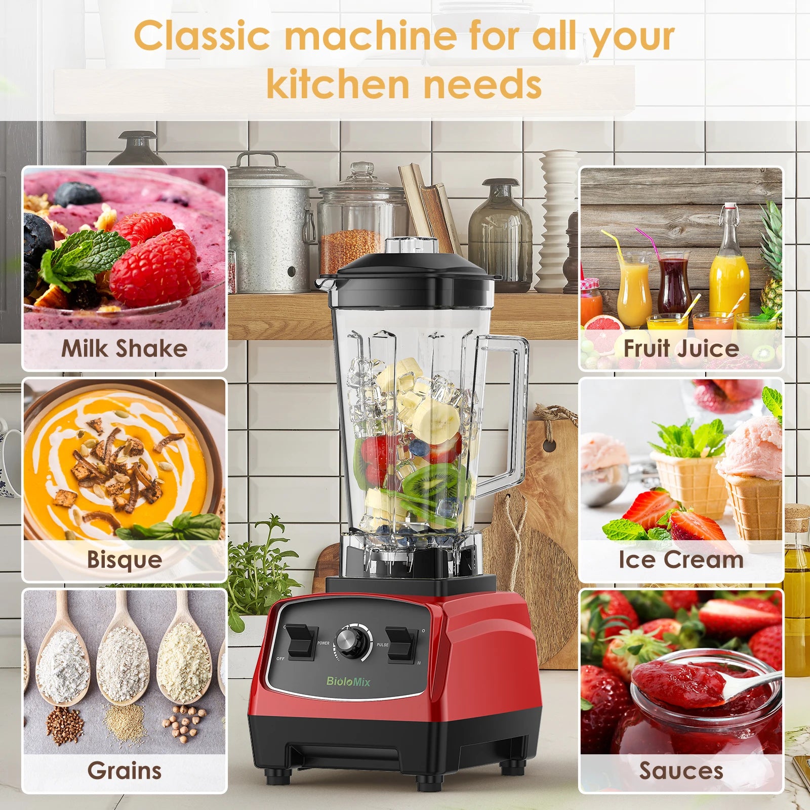 BPA Free 3HP 2200W Heavy Duty Commercial Grade Blender Mixer Juicer High Power Food Processor Ice Smoothie Bar Fruit Blender