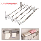 Retractable Adjugtable Towel Rail Rack Holder Wall Mounted Socks Drying Rack Laundry Hanger Wall-Mounted Expandable Folding