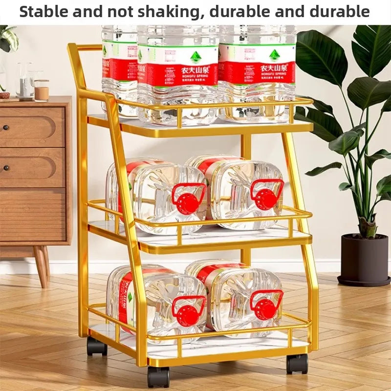 Commercial Heavy-Duty Kitchen Serving Cart Multi-Layer Storage Organizer with Wheels for Restaurant Buffet Utility Trolley