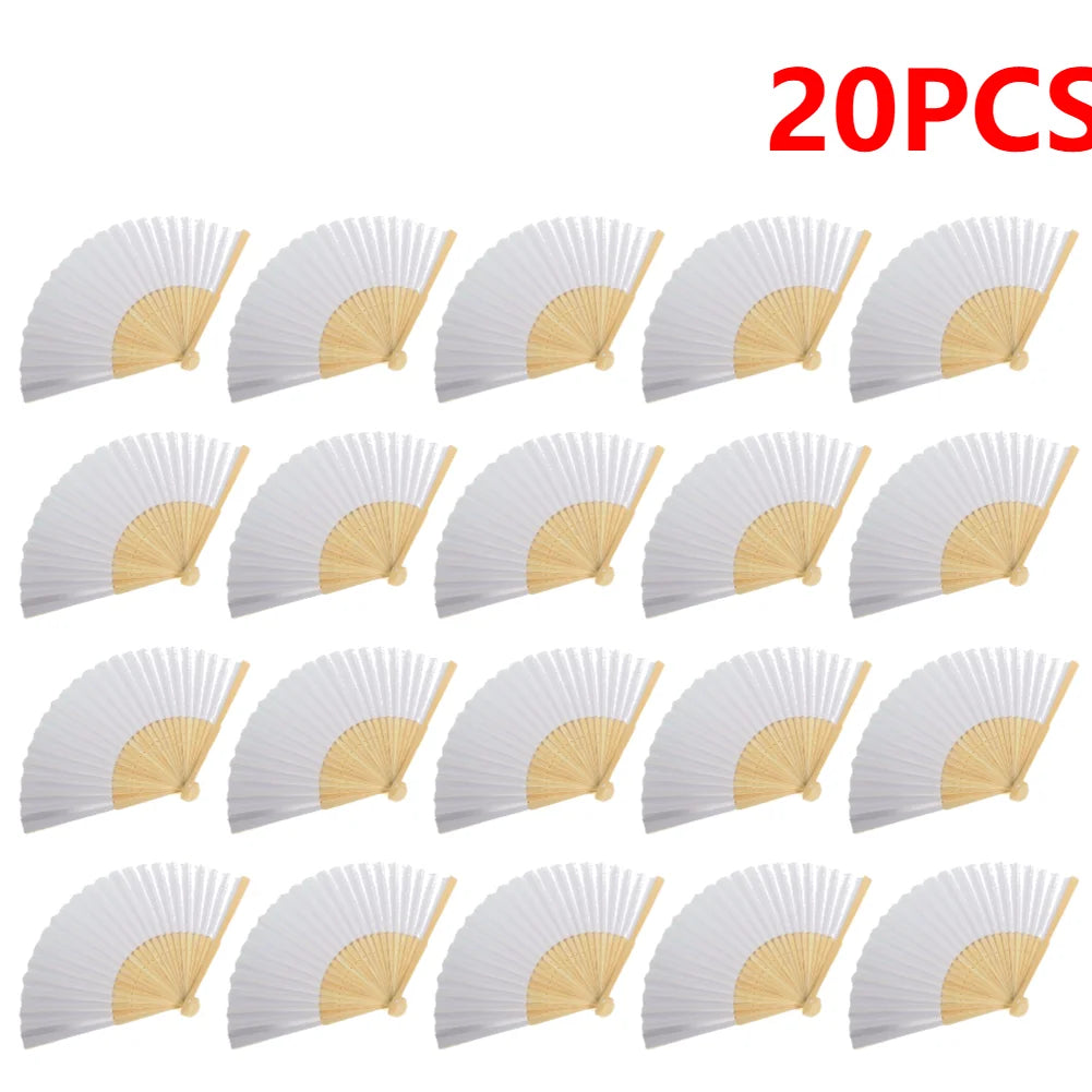50/1pcs DIY Paper Bamboo Folding FanAdults Kid Hand Fans Calligraphy Painting Practice Blank White Fan for Wedding Room Decor