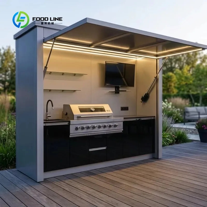 Customized Modular Outdoor Kitchen with Sink Grill and Storage Stylish Rust Proof Perfect for Backyard and Patio
