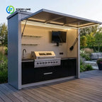 Customized Modular Outdoor Kitchen with Sink Grill and Storage Stylish Rust Proof Perfect for Backyard and Patio