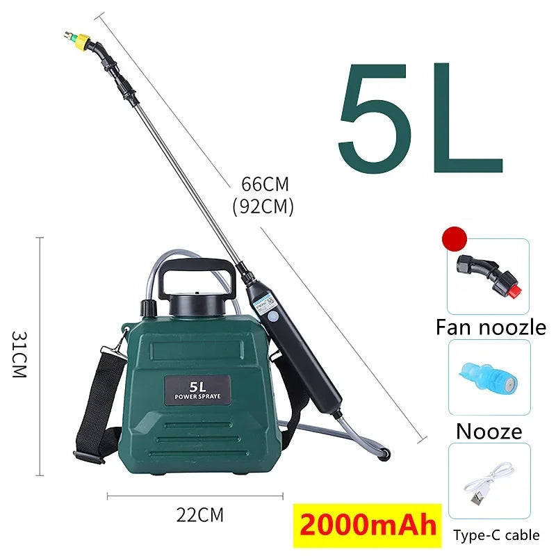 5L/8L Electric Sprayer Agricultural Disinfection Garden Spray Bottle Household Type-C Rechargeable Shoulder Electric Waterin Can