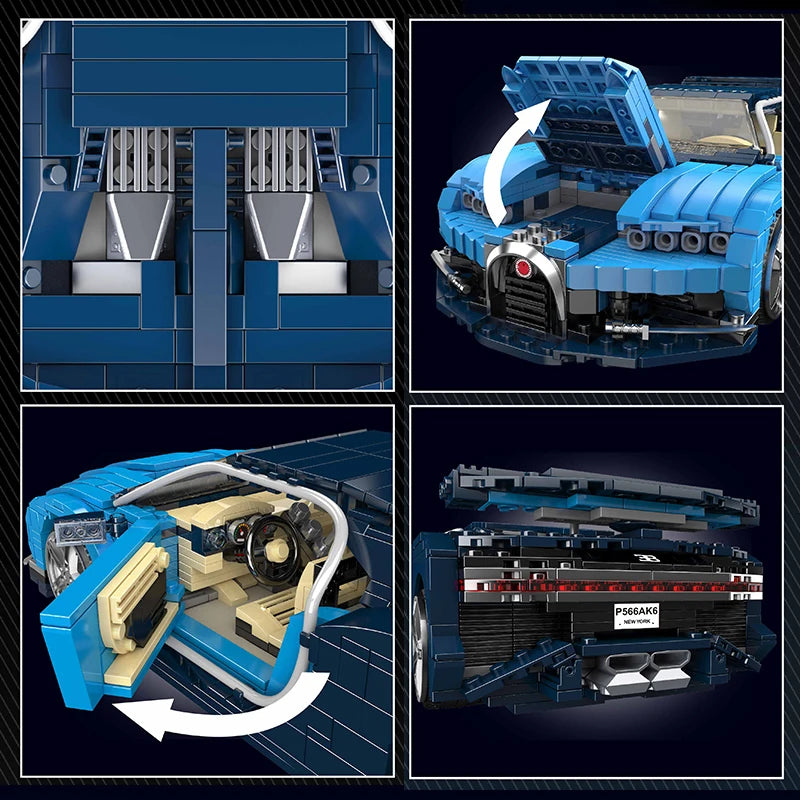 Mould King 10111 Technical MOC Blue Sport Racing Car Building Block Set - Kids Christmas Gift | AlluCanFind