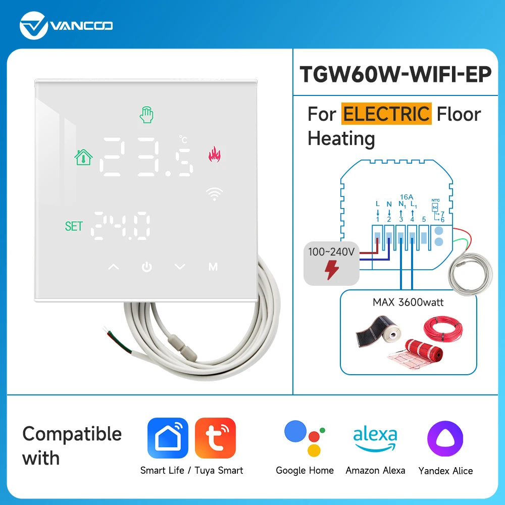 Tuya Thermostat WiFi Gas Boiler Warm Floor Heating Temperature Controller Smart Thermoregulator Work With Alice Alexa GoogleHome