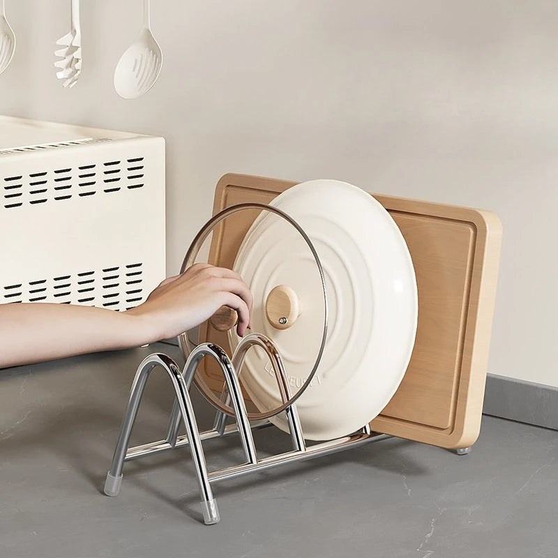 Stainless Steel Pot Lid Rack Multi-functional Cutting Board Rack Chopping Board Rack Tray Storage Rack Kitchen,Organizer Kitchen