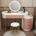 Pink White Vanity Table Women Luxury Nail European Big Stool Study Dressing Table Organizer Mesa De Maquillaje Home Furniture