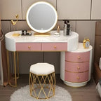 Pink White Vanity Table Women Luxury Nail European Big Stool Study Dressing Table Organizer Mesa De Maquillaje Home Furniture