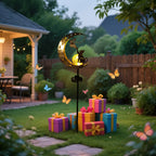 1PC Cat Moon Solar Lamp Outdoor, Iron Solar-Powered Garden Light with Auto On/Off, Waterproof for Yard/Patio Decor
