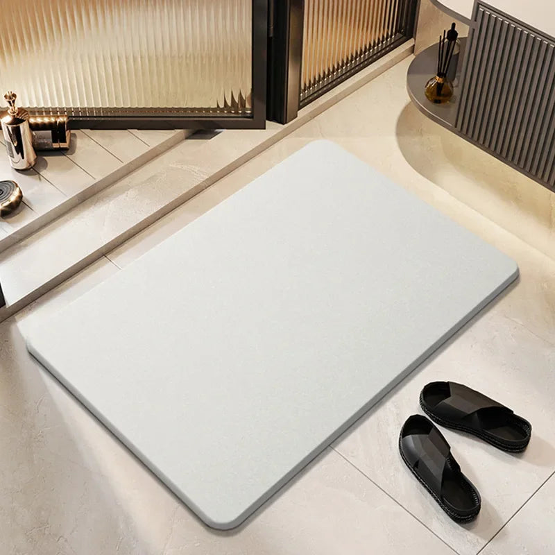 Stone Bath Mat Natural Diatomaceous Earth Shower Mat Super Absorbent Quick Drying Bathroom Floor Mat Grey Rug Easy To Clean 2024