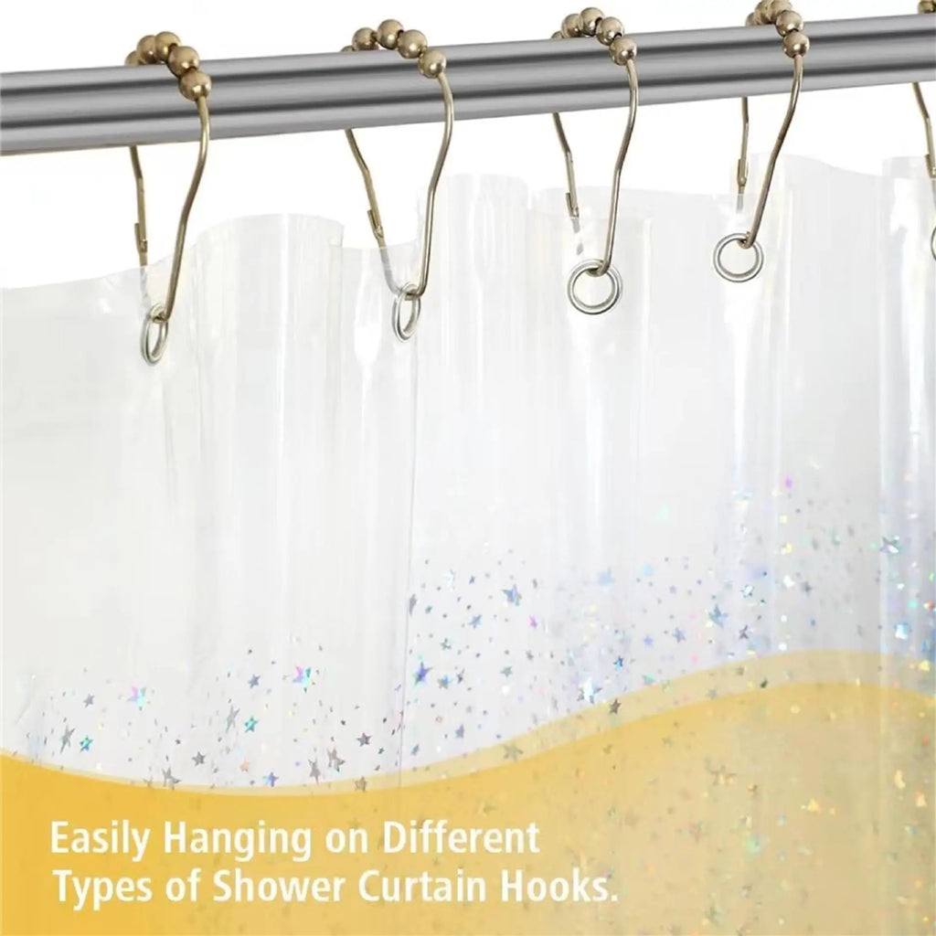 Star Printed Shower Curtain Liner 72Wx72H Inch PEVA Premium Light Weight Iridescent Star Glitter Water Repellent Transparent