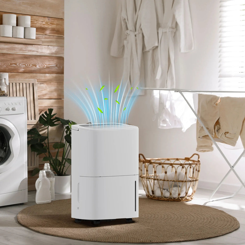 HOMCOM 20L/Day Dehumidifier with Continuous Drainage, 5L Water Tank, Timer