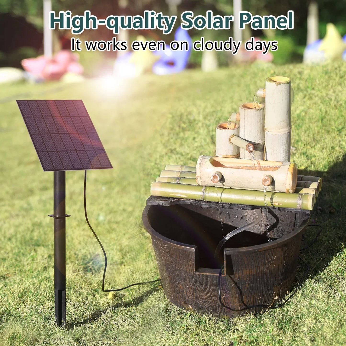 Solar Water Pump Kit, 10W Solar Powered Water Fountain Pump with 6 Nozzles, DIY Water Feature Outdoor Fountain for Ponds