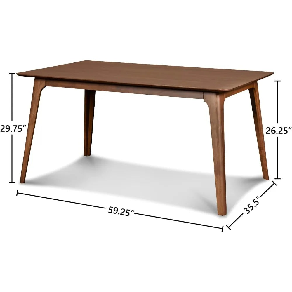 Oscar 60" Rectangle Wood Dining Table, Walnut